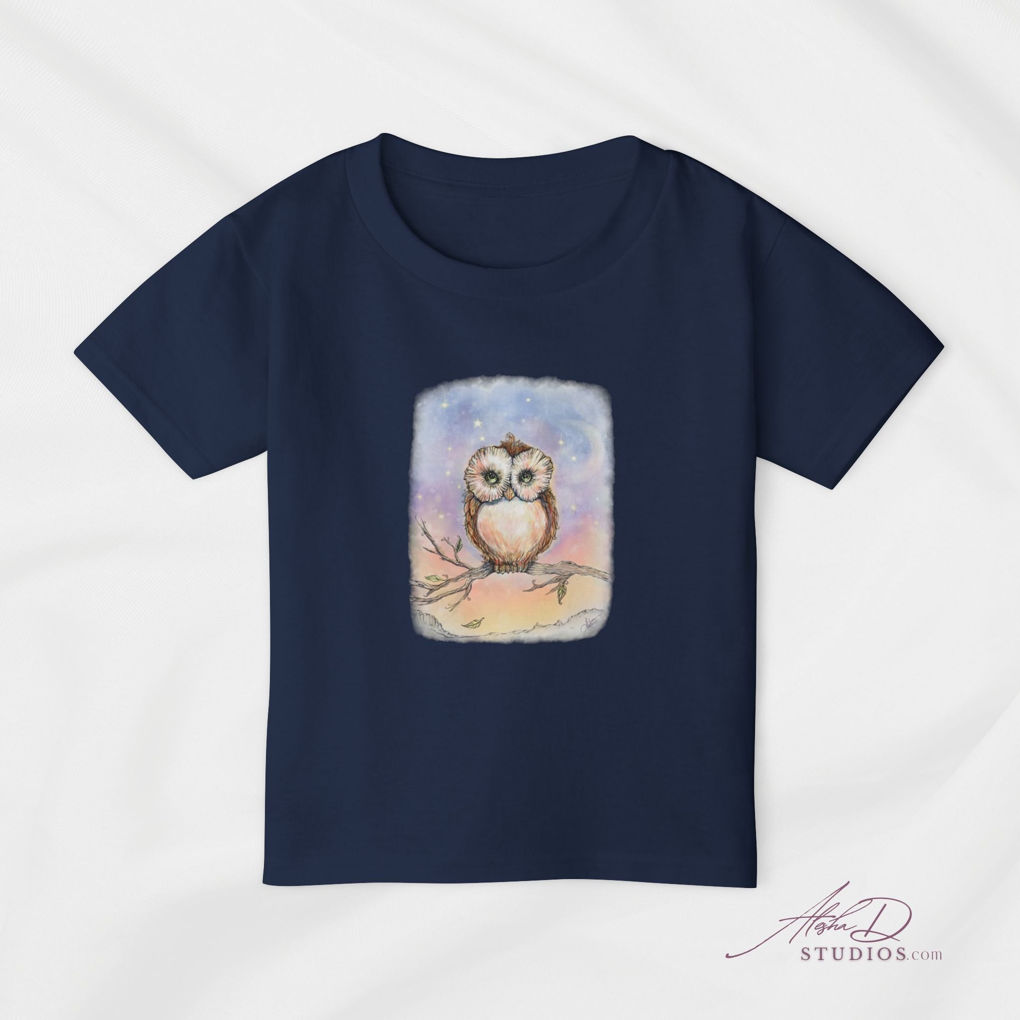 Toddler T‑Shirt — Watercolor Owl on Branch, Cute Nursery Gift