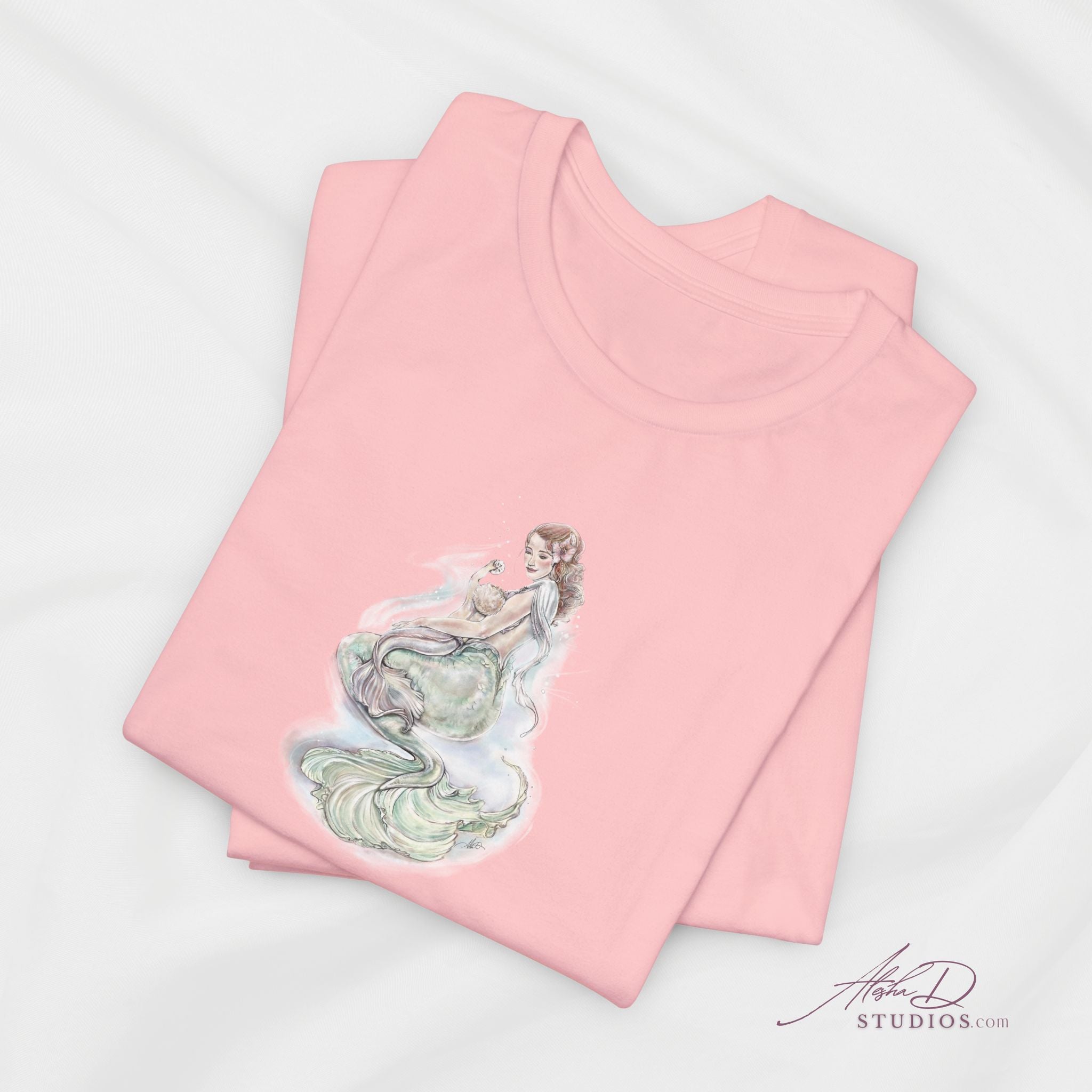 Watercolor Mother Mermaid and Baby Tee | Pastel Ocean Fantasy Shirt