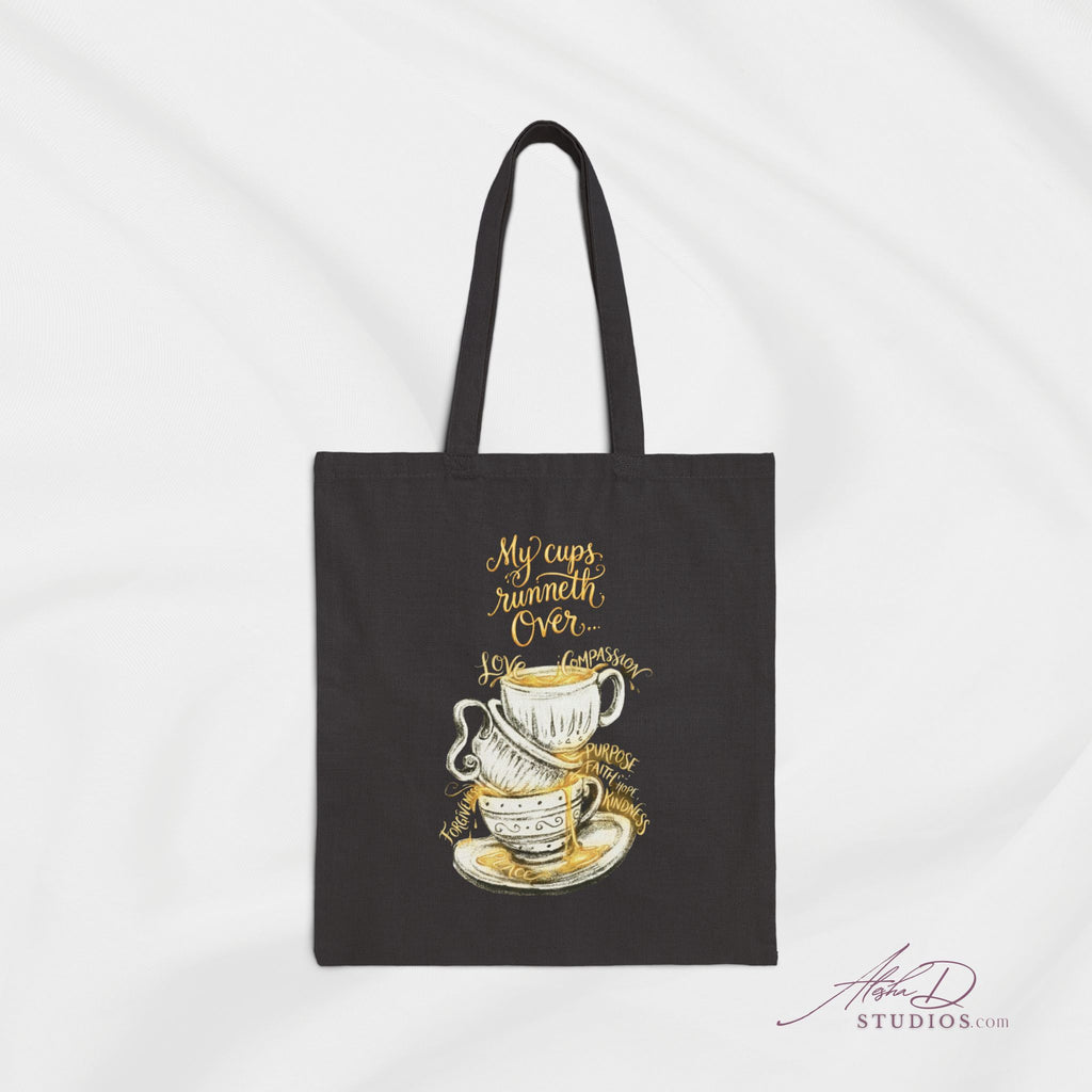 My Cups Runneth Over Tote | Rivers of Gold, Divine Abundance, Praise Worship