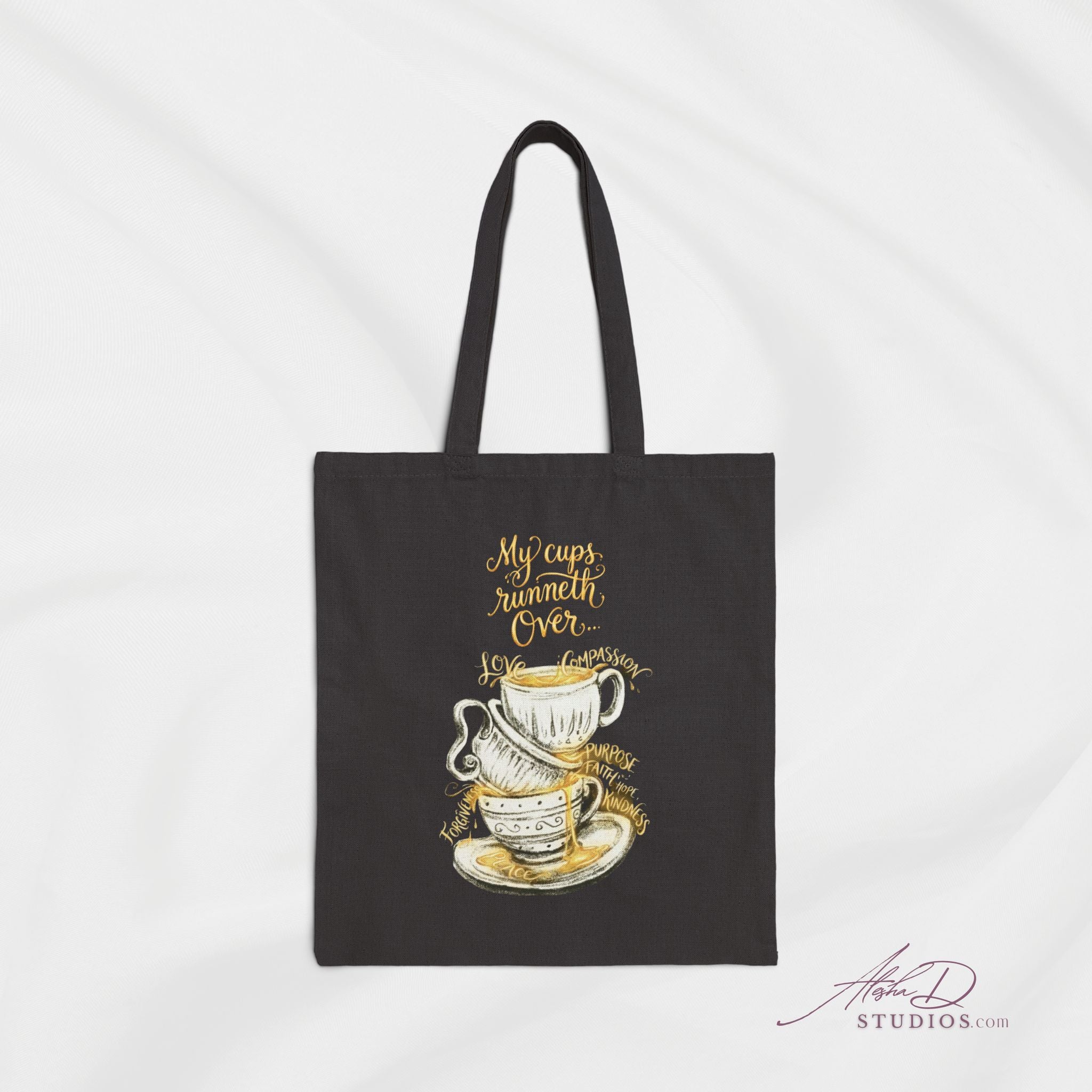 My Cups Runneth Over Tote | Rivers of Gold, Divine Abundance, Praise Worship