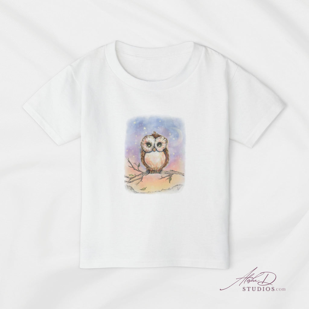 Toddler T‑Shirt — Watercolor Owl on Branch, Cute Nursery Gift