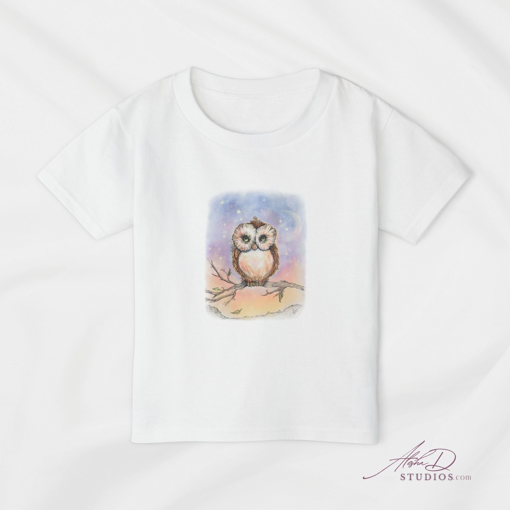 Toddler T‑Shirt — Watercolor Owl on Branch, Cute Nursery Gift