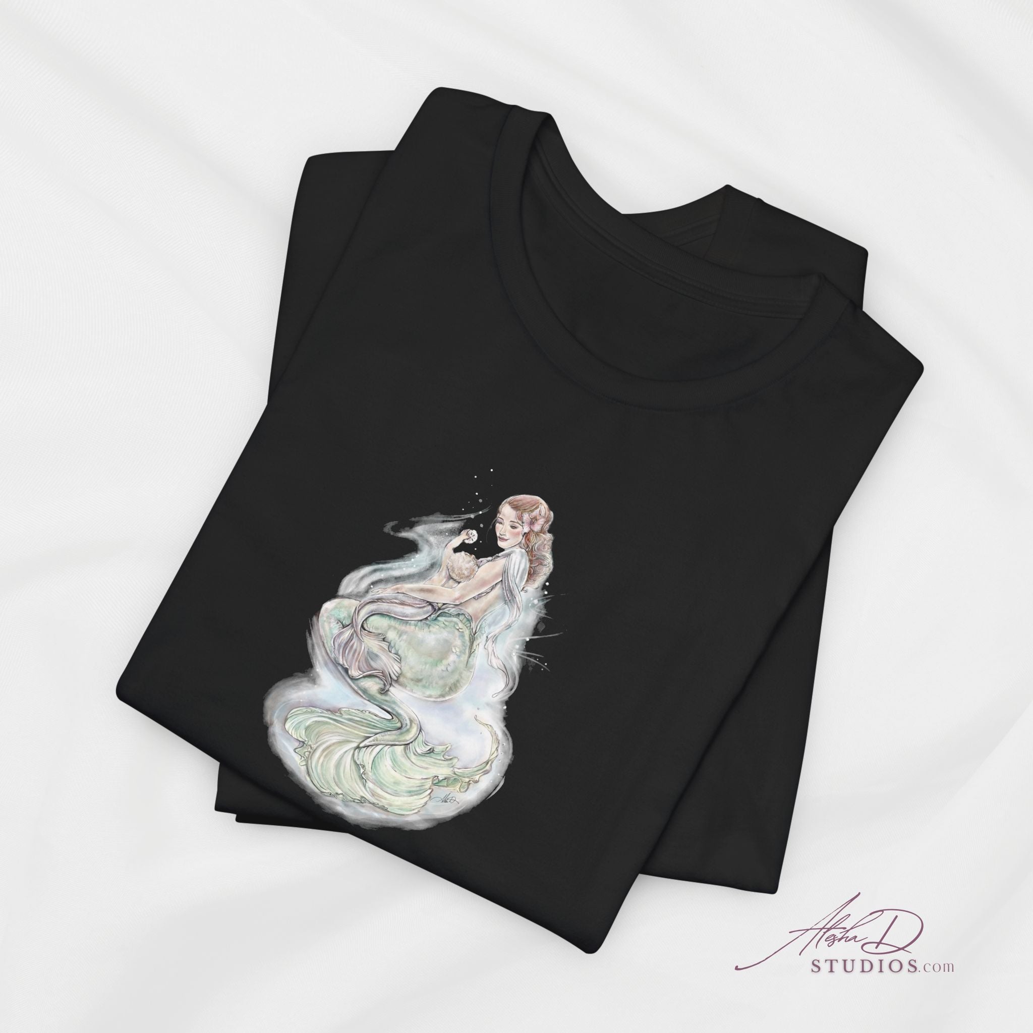 Watercolor Mother Mermaid and Baby Tee | Pastel Ocean Fantasy Shirt