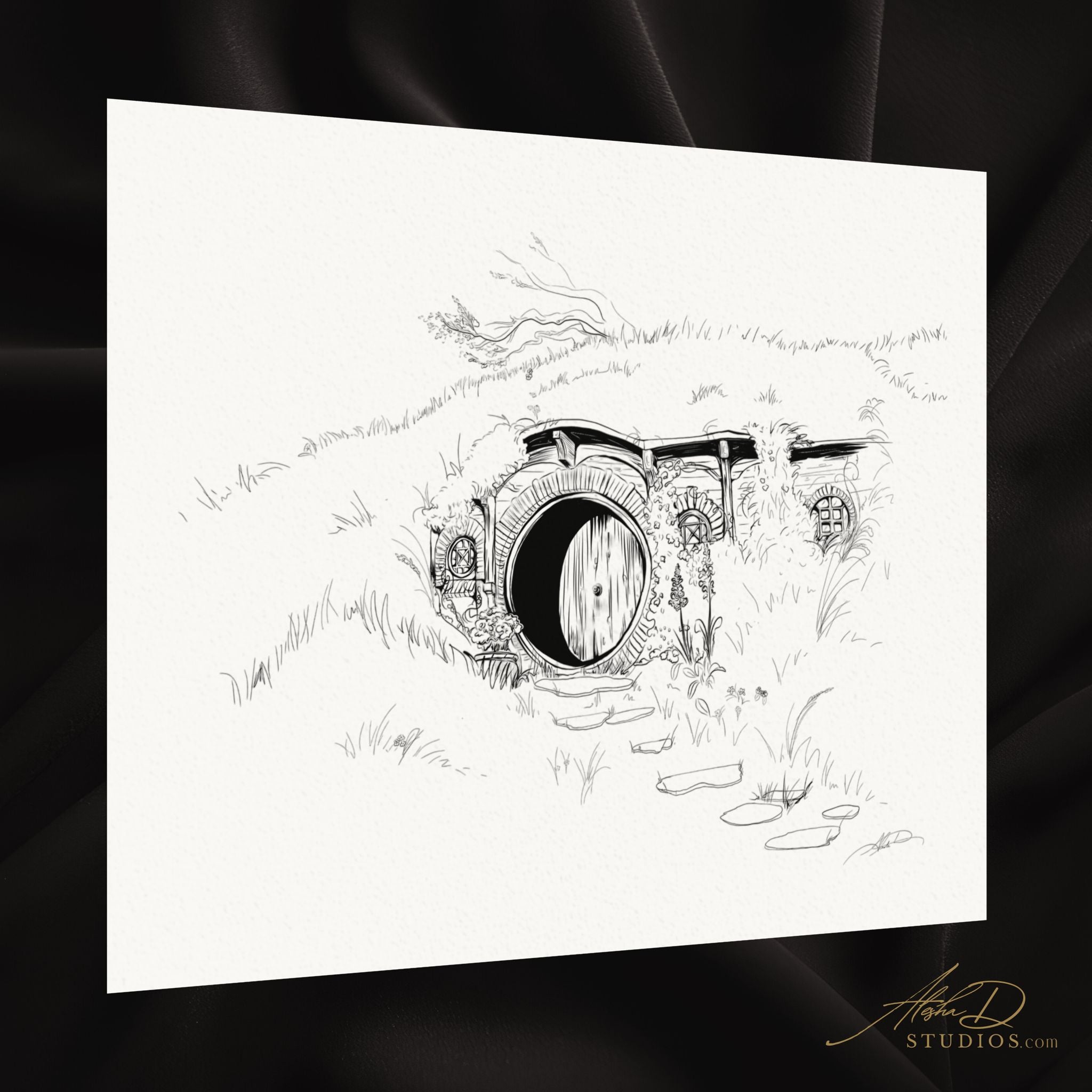 Hobbit Home 'Old Friend' Illustration — Textured Watercolor Paper Art Print