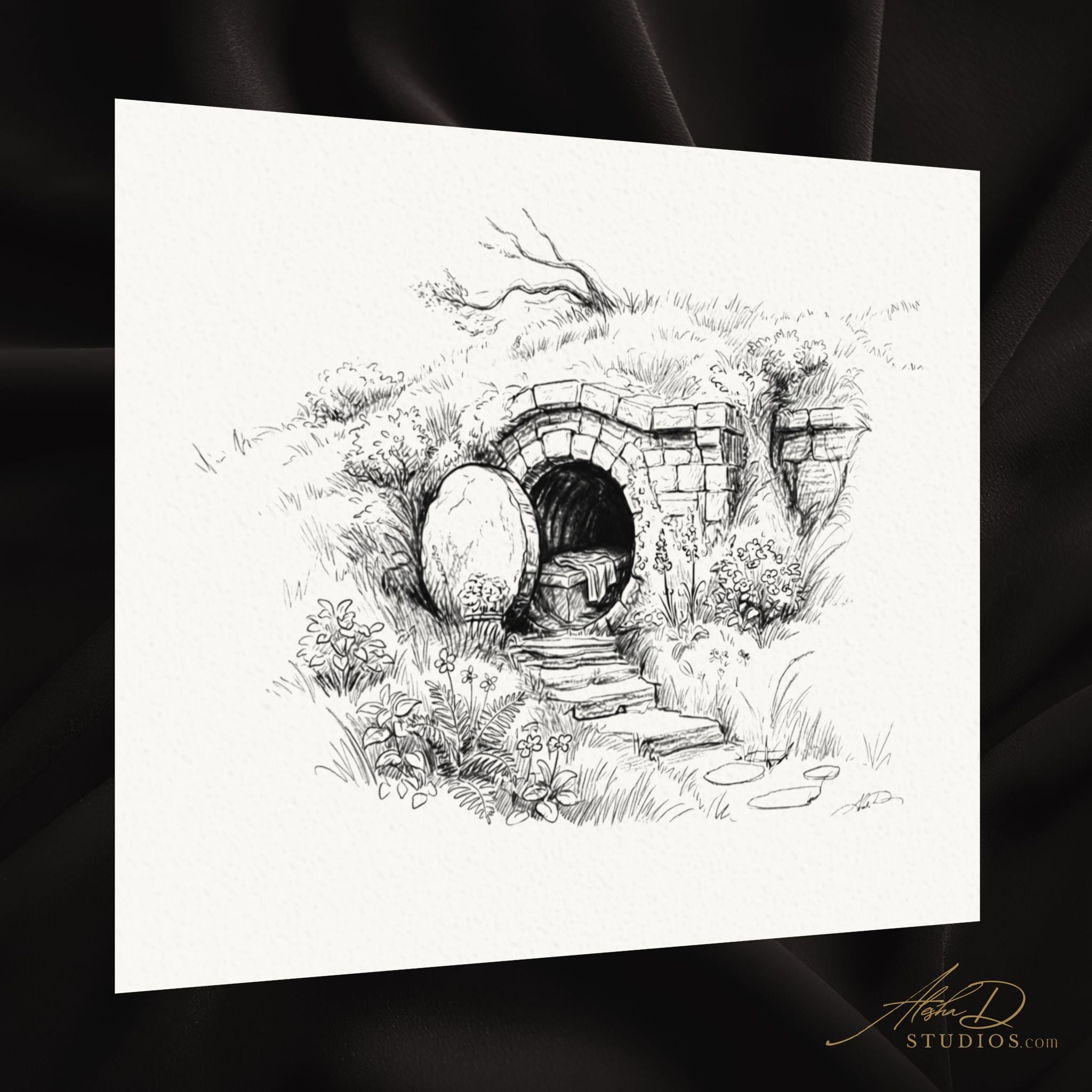 He Is Risen Jesus Empty Tomb Poster | Easter Resurrection Christian Art Print