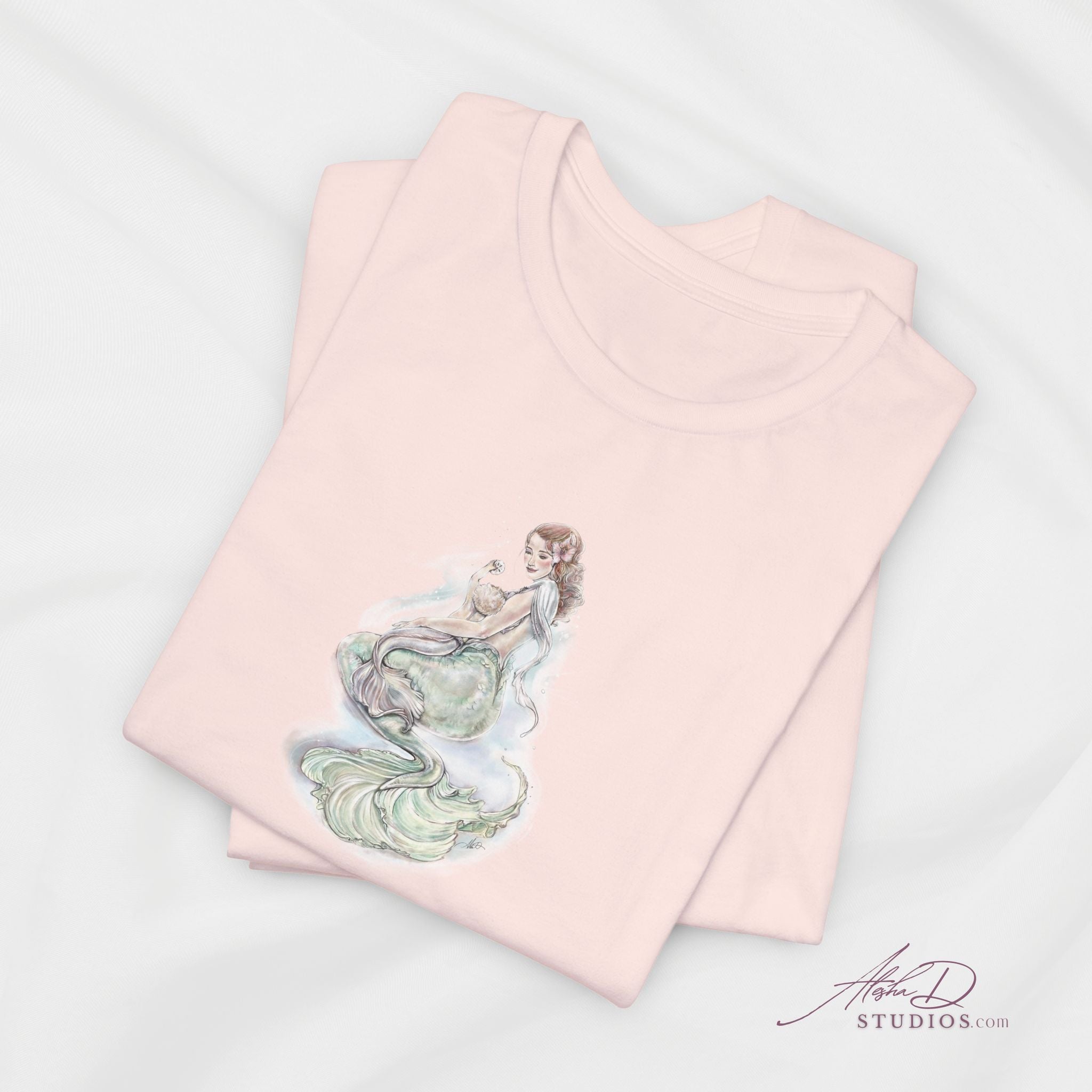 Watercolor Mother Mermaid and Baby Tee | Pastel Ocean Fantasy Shirt