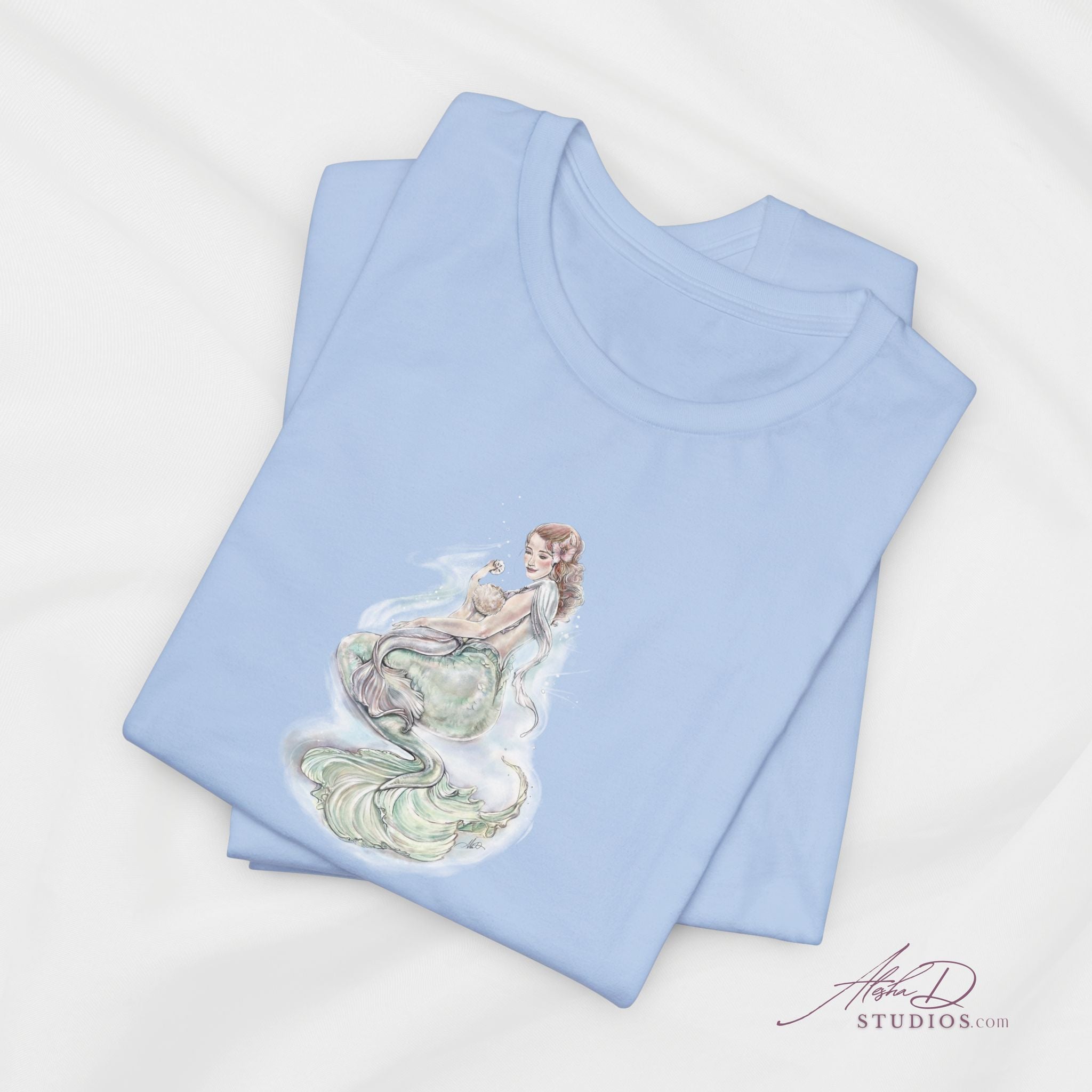 Watercolor Mother Mermaid and Baby Tee | Pastel Ocean Fantasy
