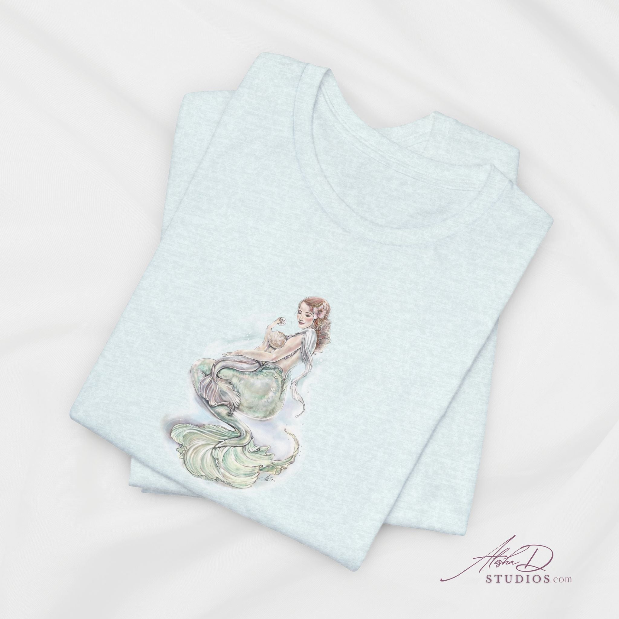 Watercolor Mother Mermaid and Baby Tee | Pastel Ocean Fantasy Shirt