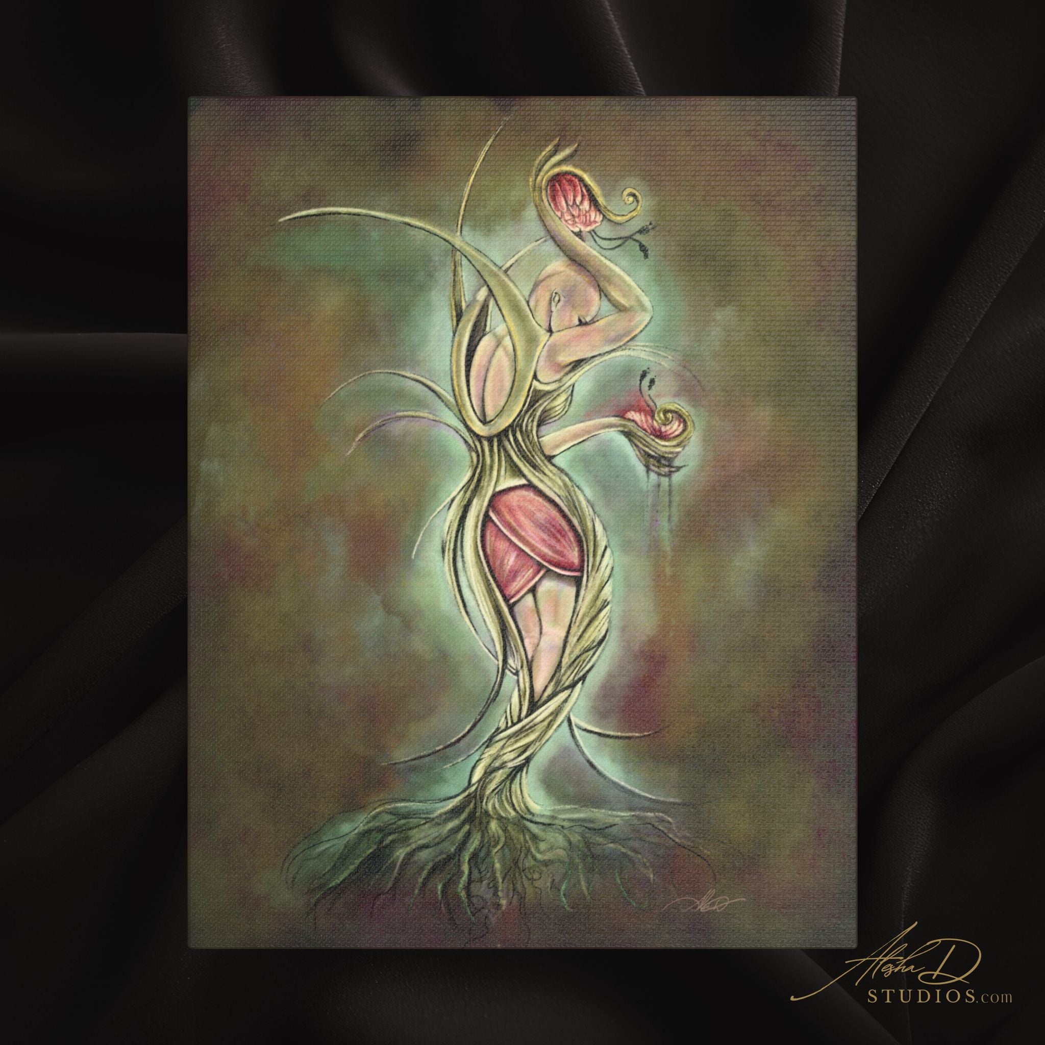 Botanical "Perseverance" Satin Canvas Print — Stretched Fine Art Wall Decor