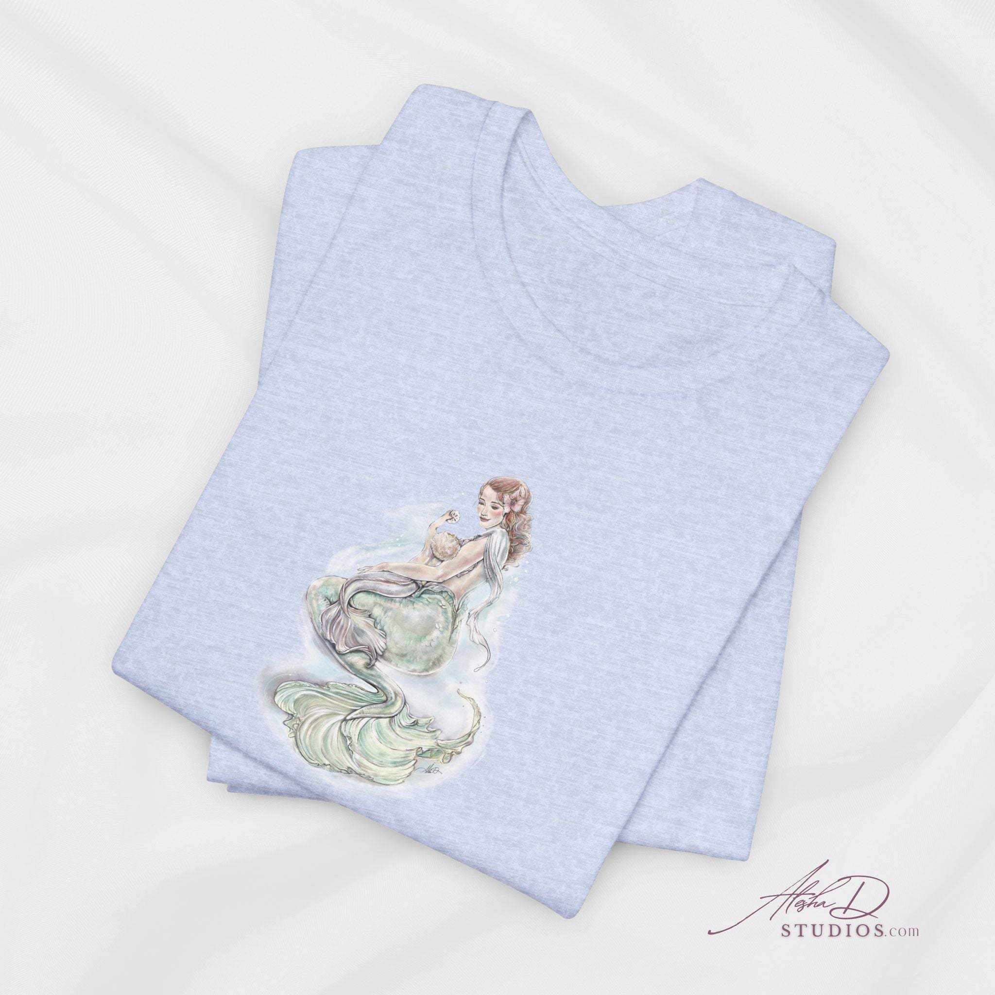 Watercolor Mother Mermaid and Baby Tee | Pastel Ocean Fantasy Shirt