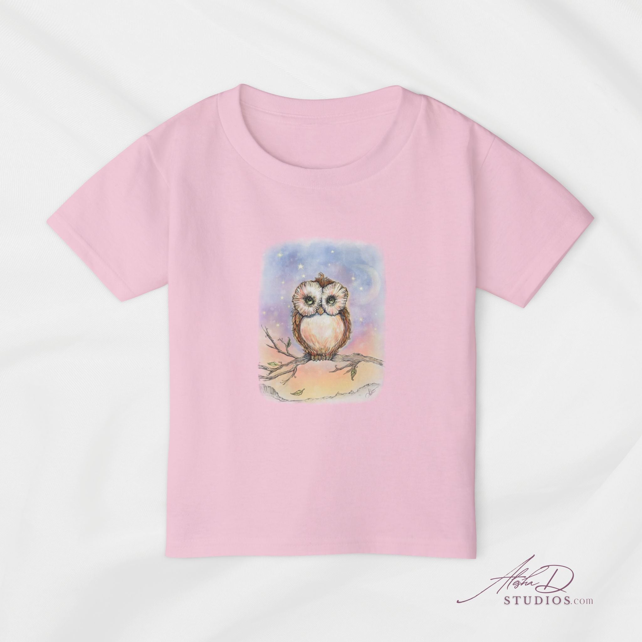 Toddler T‑Shirt — Watercolor Owl on Branch, Cute Nursery Gift