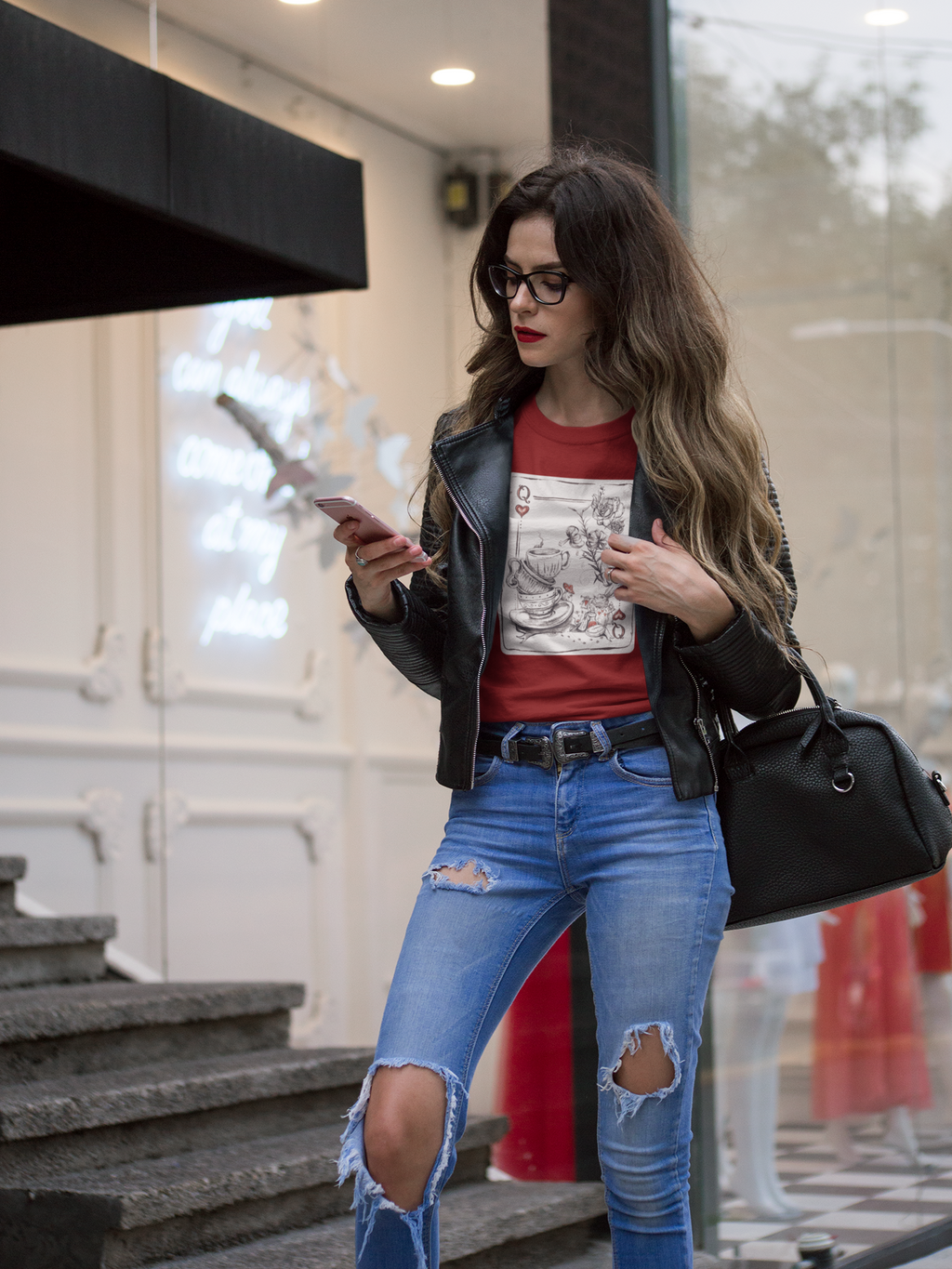 "Queen of Hearts"  Playing Card Illustration | Alice in Wonderland Tea Party themed T-Shirt