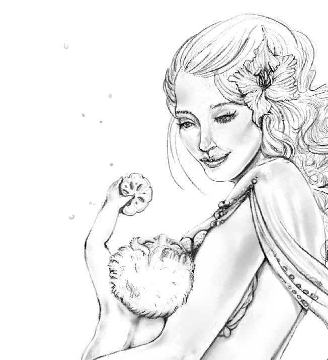 Mermaid Mother and Baby, Poster | Textured Watercolor Matte Print