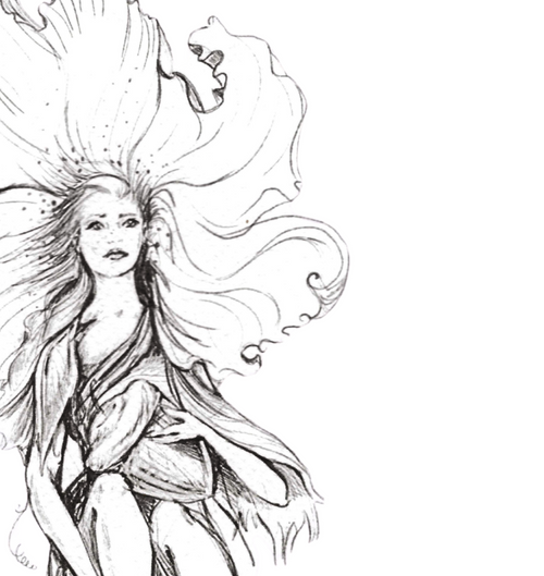 Blossoming Woman "Seed of Hope" Fine Art Print | Hand Sketch | Matte Textured Art Paper