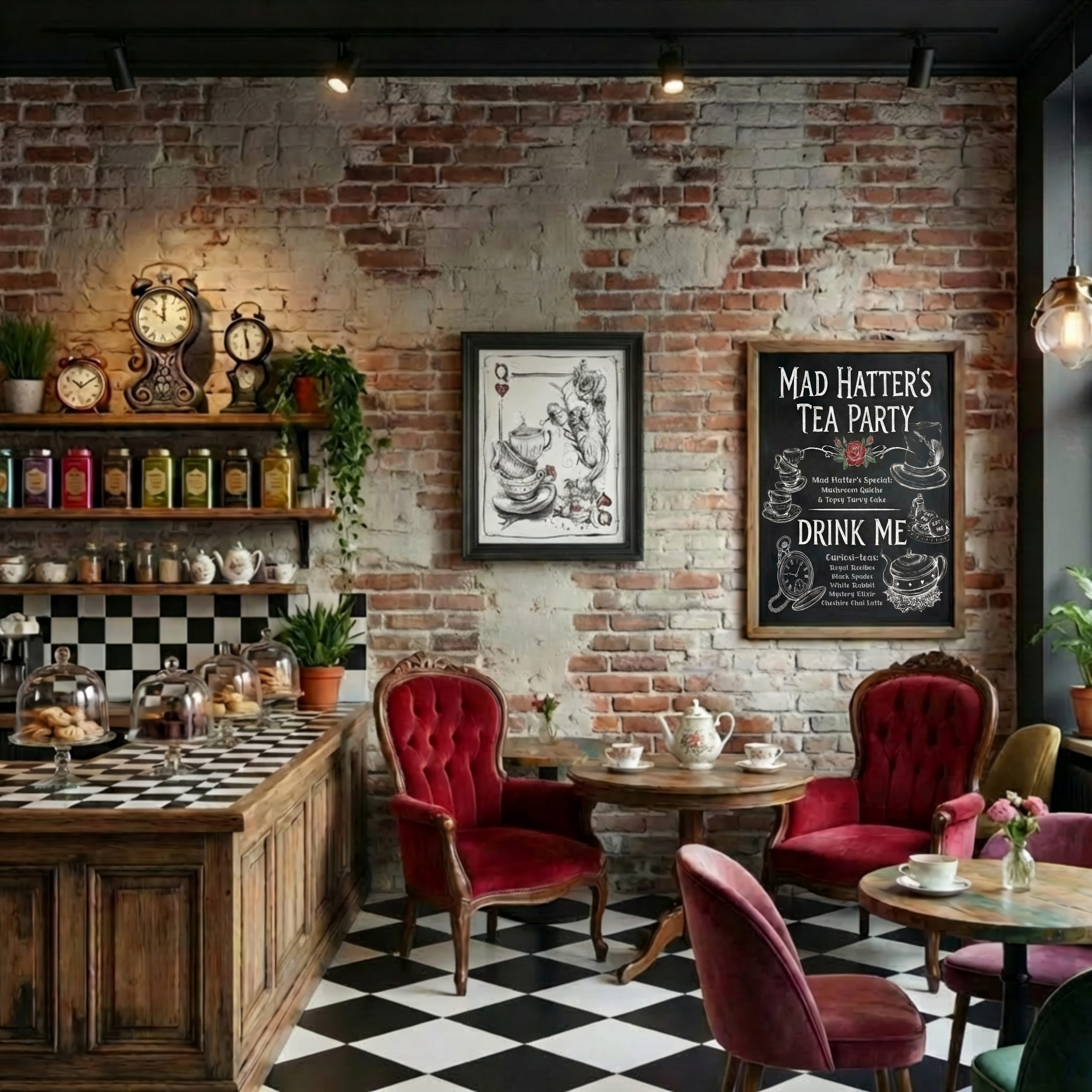 Mad Hatter's Tea Party Poster | Chalkboard Drink Me Wall Art