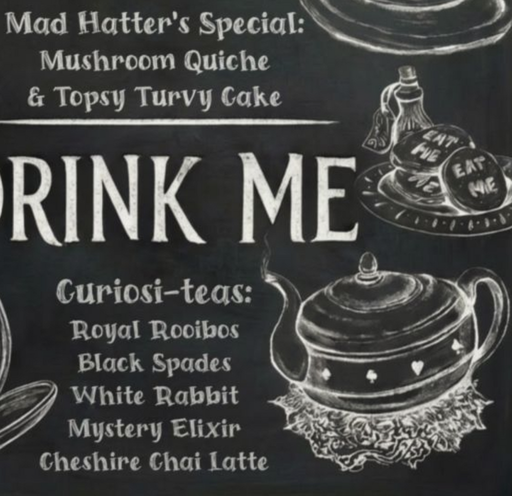Mad Hatter's Tea Party Poster | Chalkboard Drink Me Wall Art