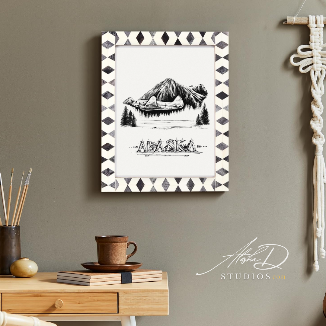 Alaska Mountain Sketch Poster | Watercolor Matte Poster