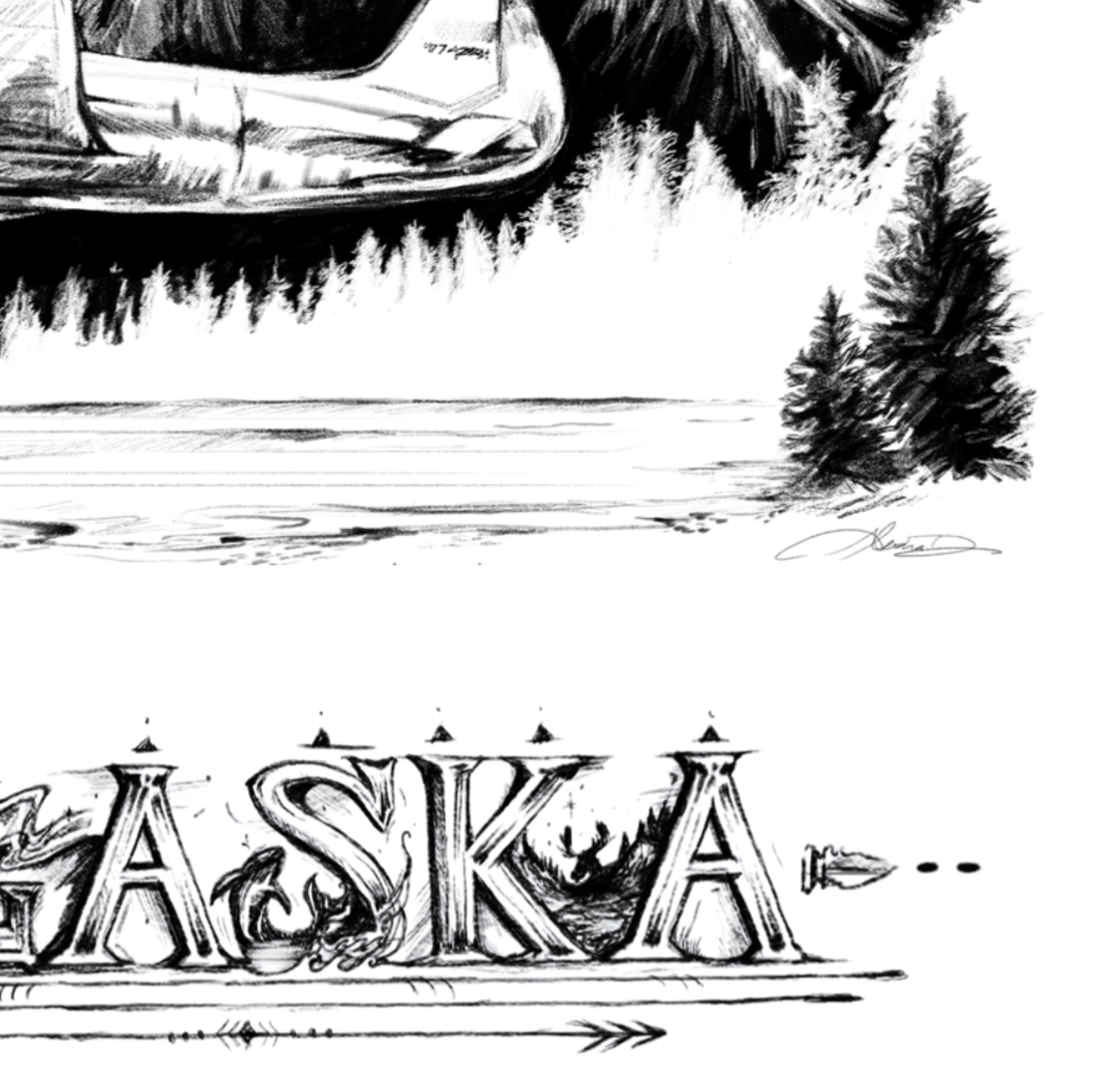 Alaska Mountain Sketch Poster | Watercolor Matte Poster