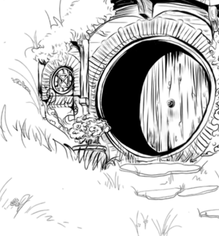 Hobbit Home 'Old Friend' Illustration — Textured Watercolor Paper Art Print