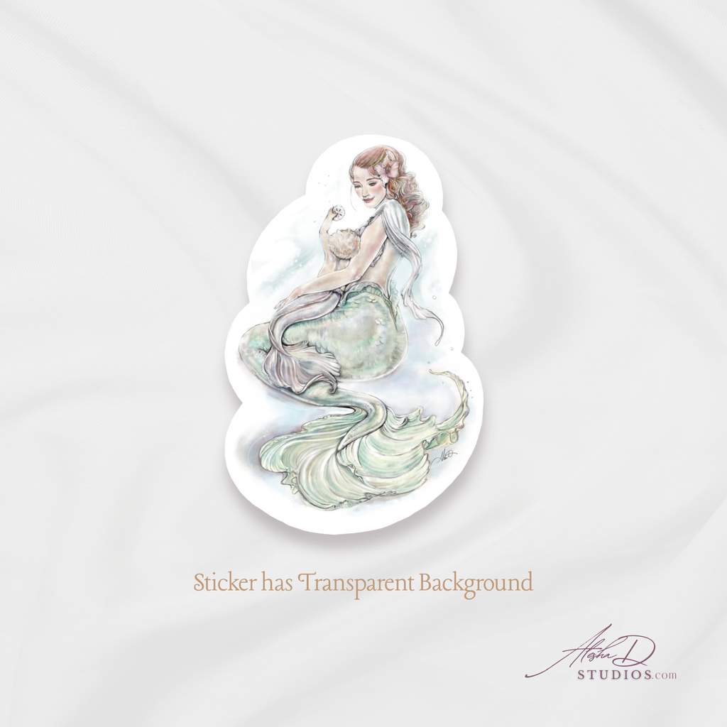 Mermaid Momma & Baby Transparent Outdoor Sticker — Die-Cut Vinyl