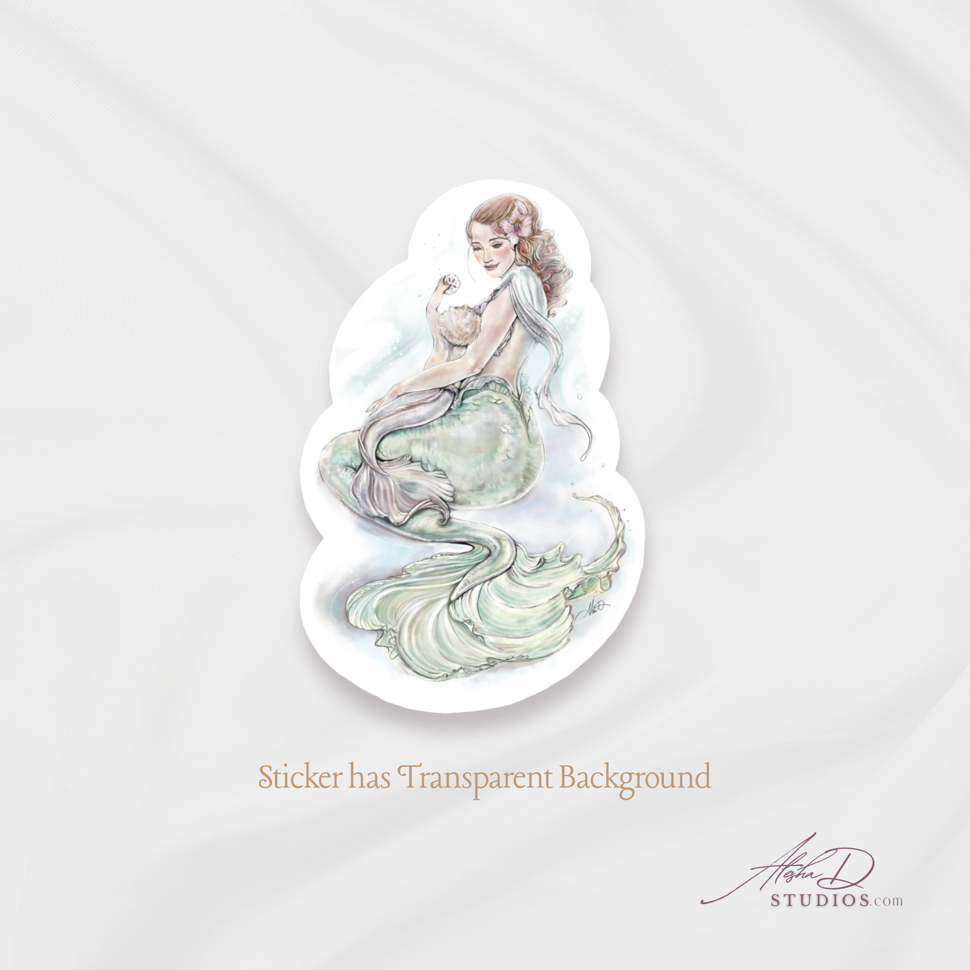 Mermaid Momma & Baby Transparent Outdoor Sticker — Die-Cut Vinyl