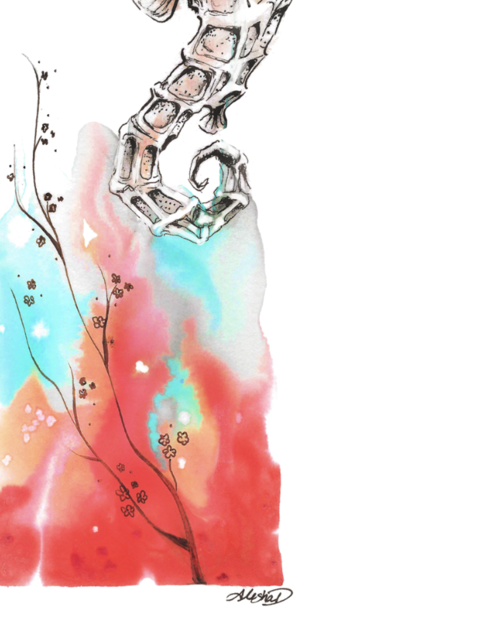 Seahorse Watercolor — Textured Matte Fine Art Print