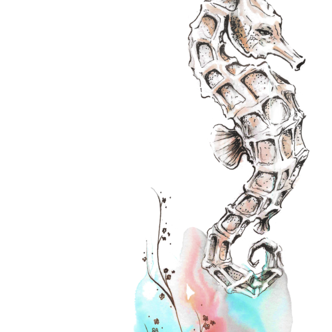Seahorse Watercolor — Textured Matte Fine Art Print
