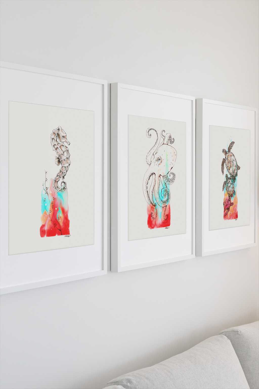 Seahorse Watercolor — Textured Matte Fine Art Print