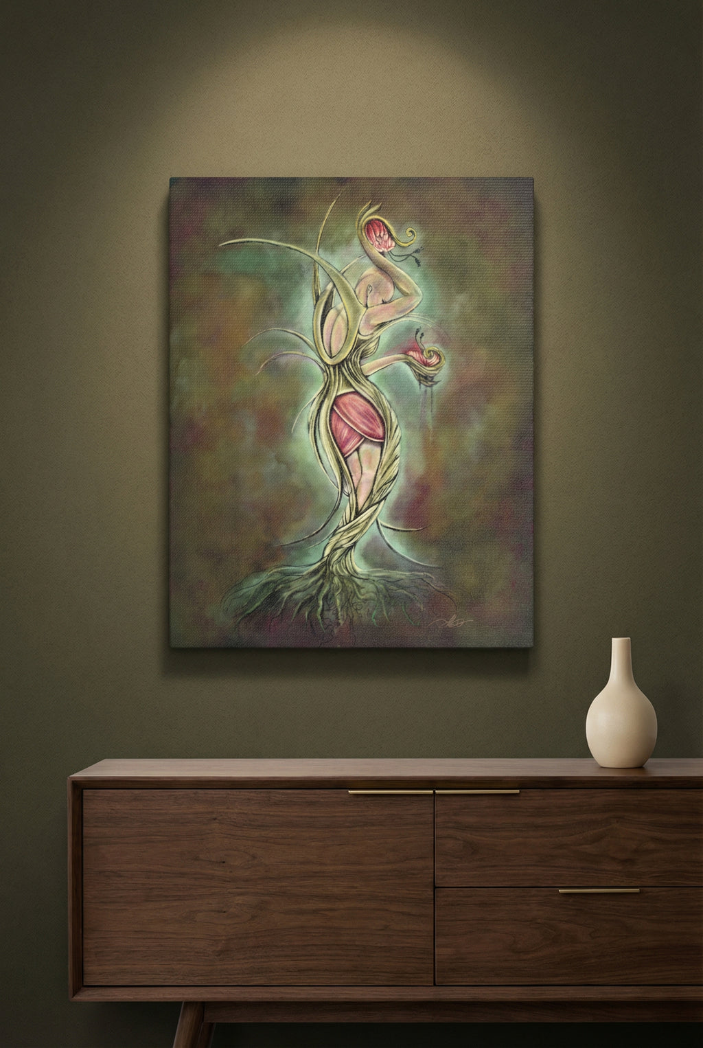 Botanical "Perseverance" Satin Canvas Print — Stretched Fine Art Wall Decor