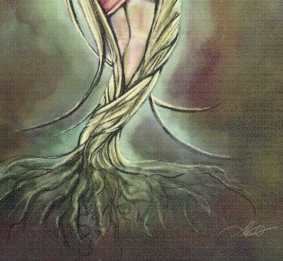 Botanical "Perseverance" Satin Canvas Print — Stretched Fine Art Wall Decor