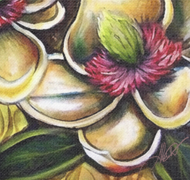 Beautiful Afro Woman Floral Portrait Satin Canvas Stretched Afrocentric Wall Art