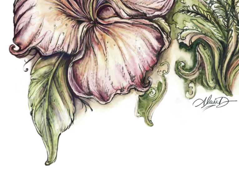 Hibiscus Butterfly Bee Watercolor Poster textured matte print | botanical wall art