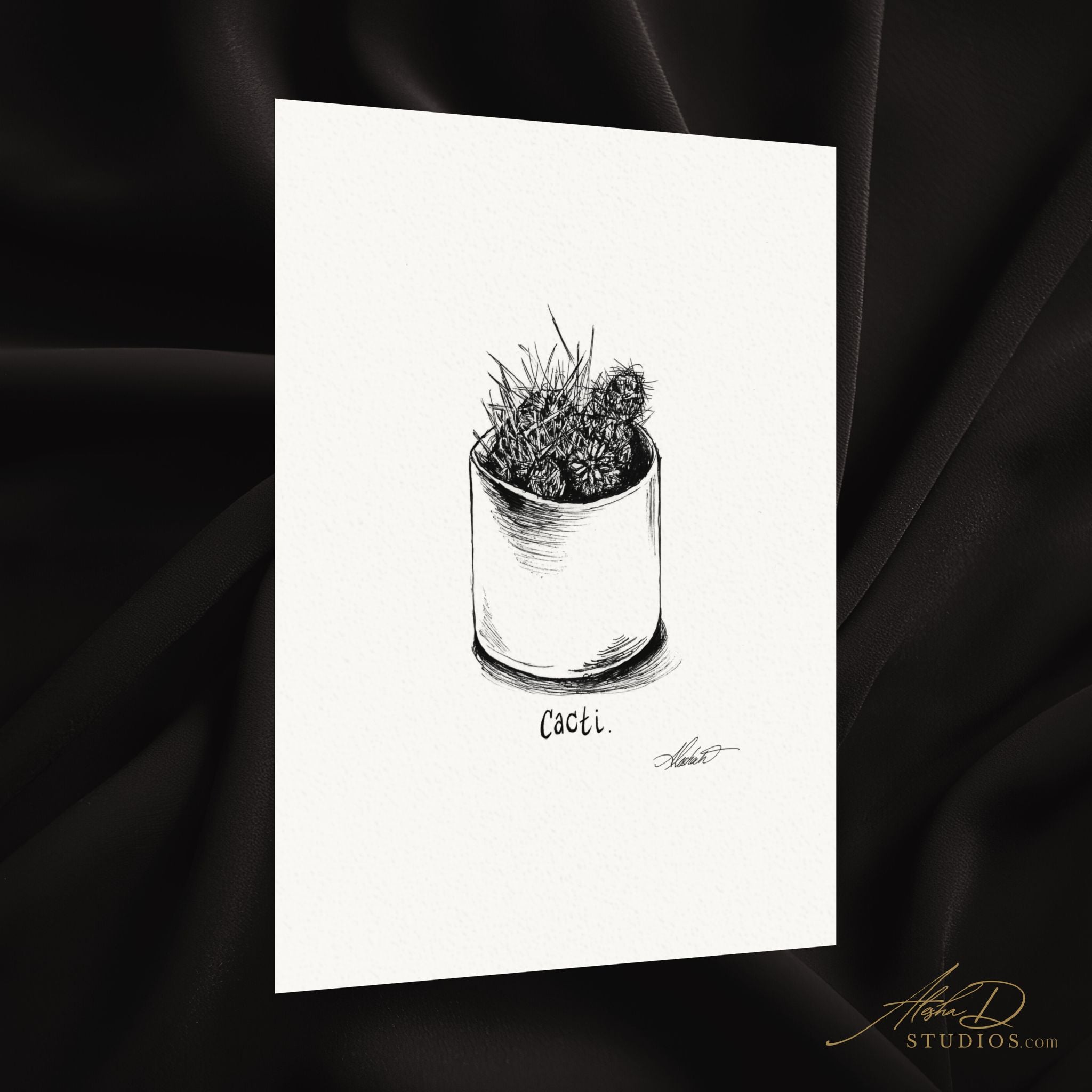 Cacti Watercolor Print — Textured Matte Poster