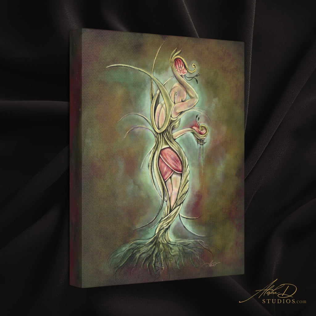 Botanical "Perseverance" Satin Canvas Print — Stretched Fine Art Wall Decor