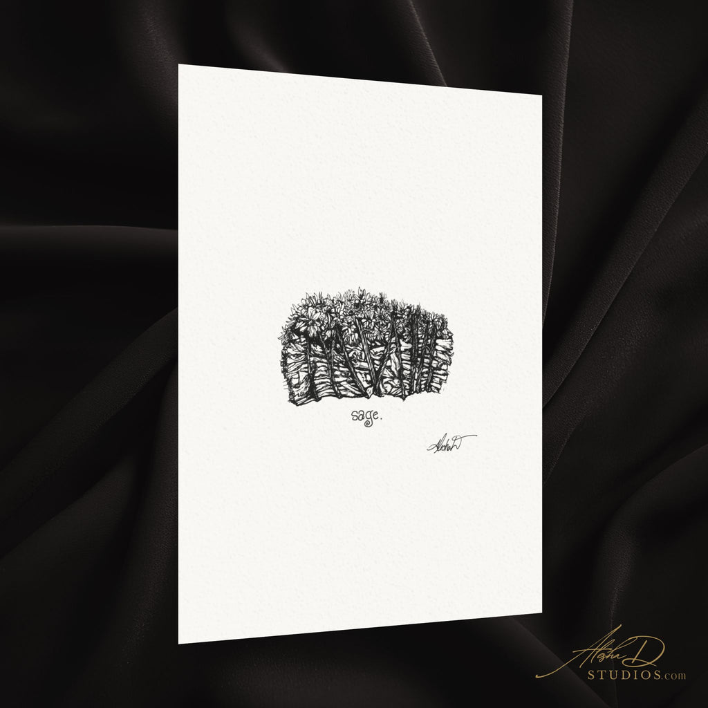 Botanical Sage Print Poster — Textured Watercolor Matte Art