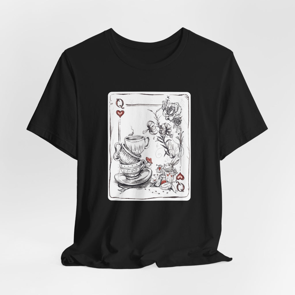 "Queen of Hearts"  Playing Card Illustration | Alice in Wonderland Tea Party themed T-Shirt