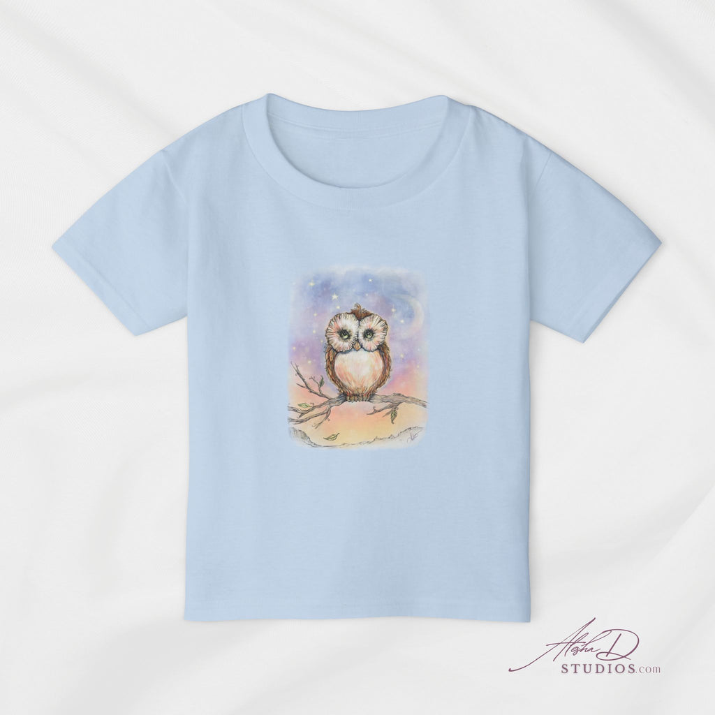 Toddler T‑Shirt — Watercolor Owl on Branch, Cute Nursery Gift