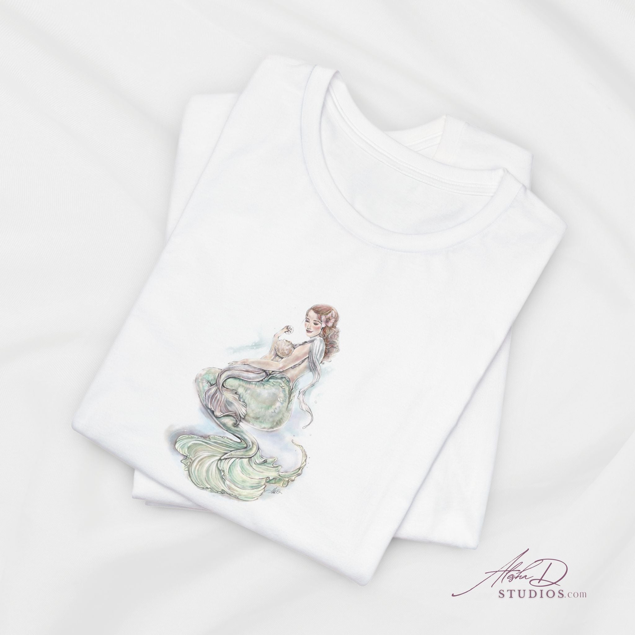 Watercolor Mother Mermaid and Baby Tee | Pastel Ocean Fantasy Shirt