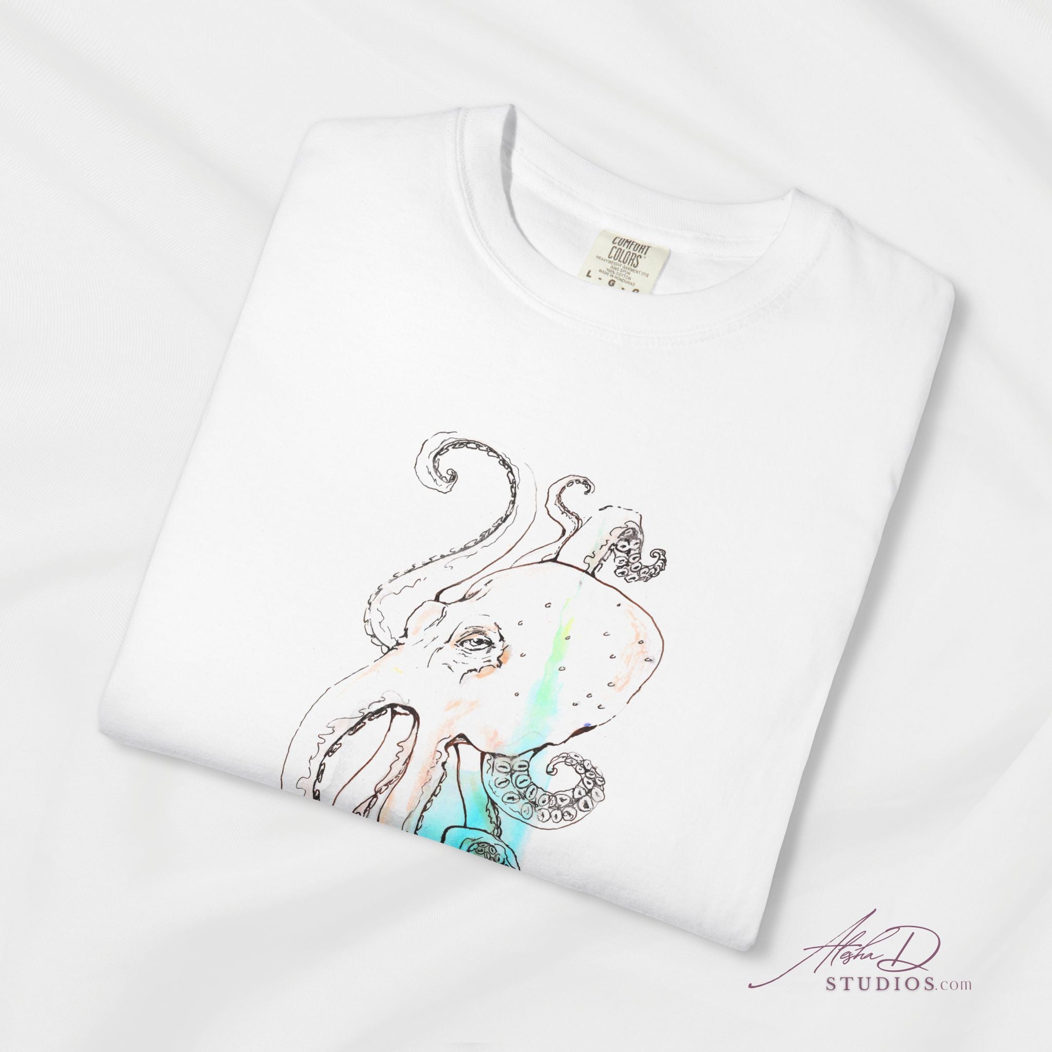 Octopus Watercolor T-Shirt — Abstract Sea Creature Art Tee