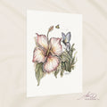 Hibiscus Butterfly Bee Watercolor Poster textured matte print | botanical wall art