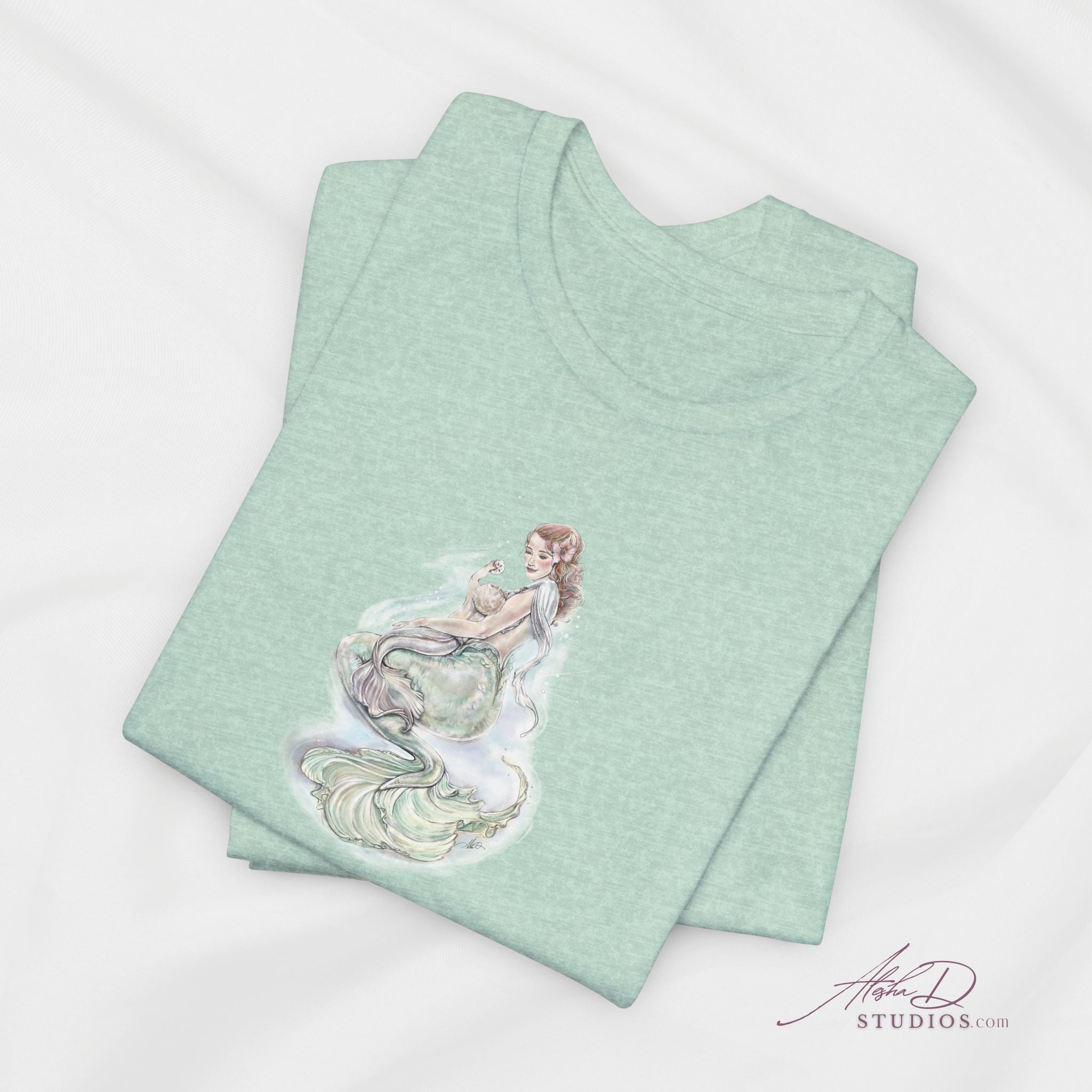 Watercolor Mother Mermaid and Baby Tee | Pastel Ocean Fantasy Shirt
