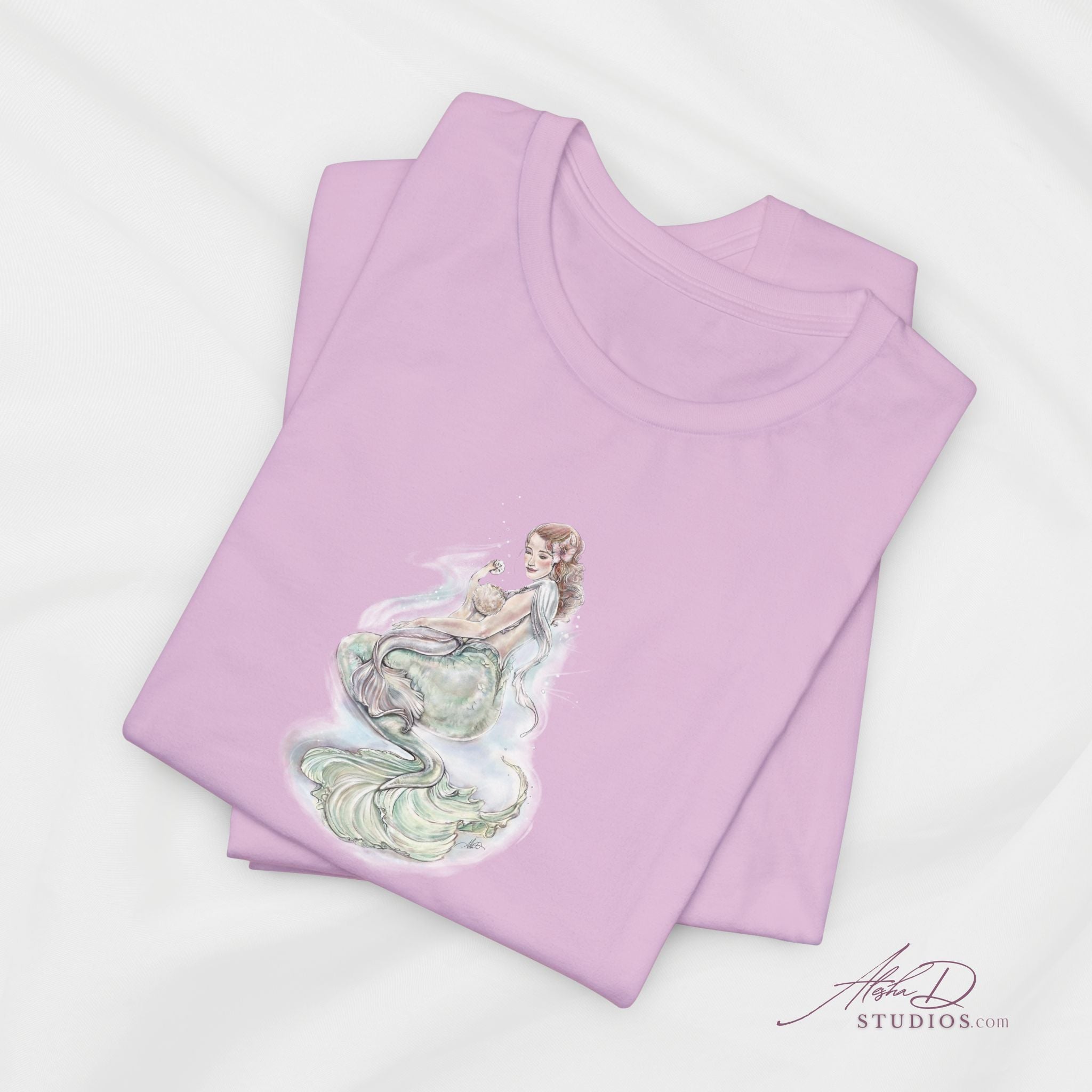 Watercolor Mother Mermaid and Baby Tee | Pastel Ocean Fantasy Shirt