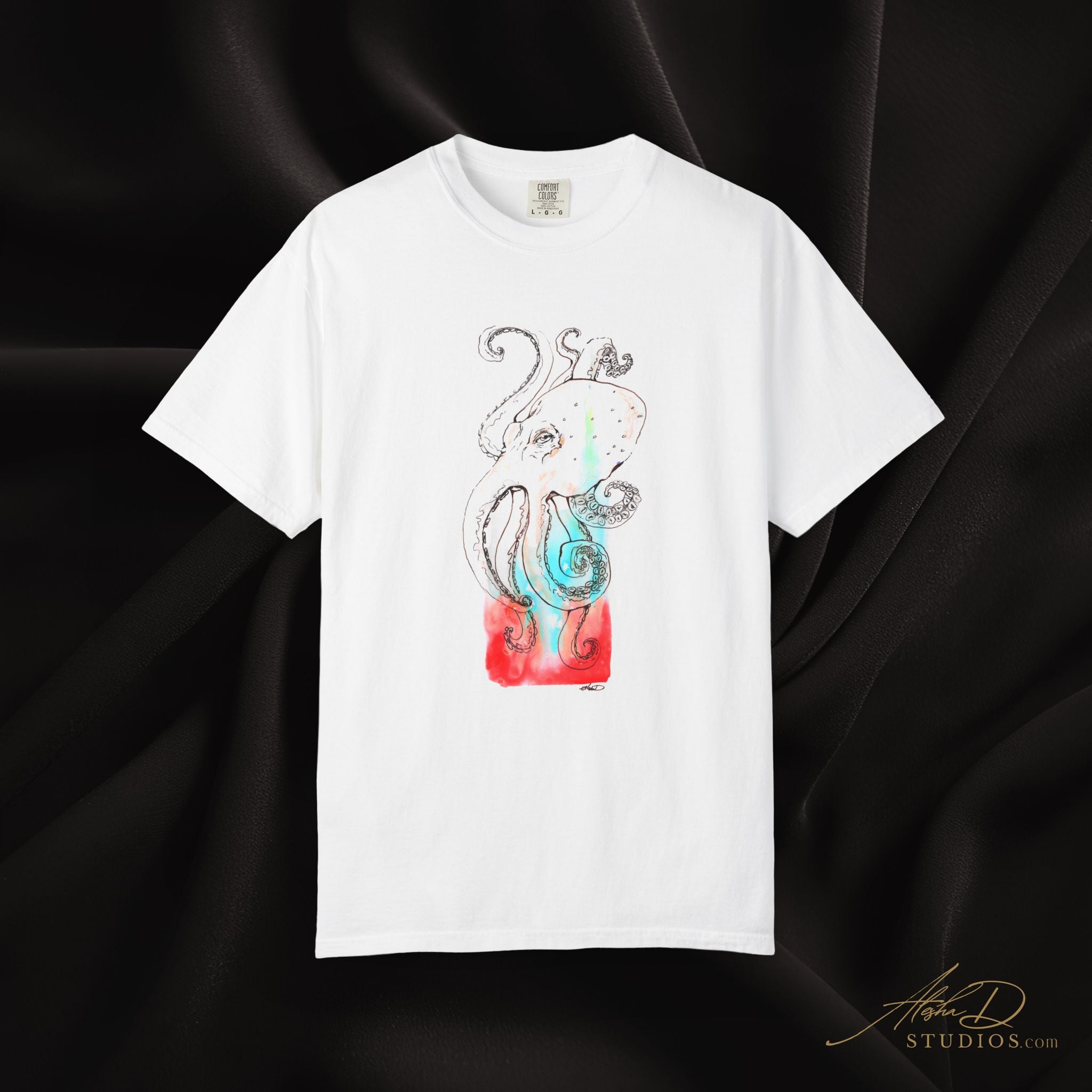 Octopus Watercolor T-Shirt — Abstract Sea Creature Art Tee