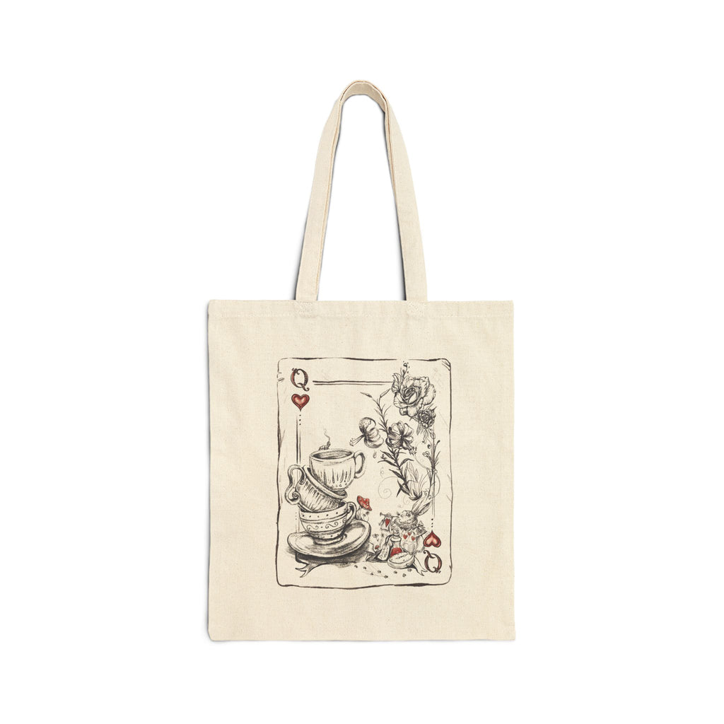 Queen of Hearts Tea Tote — Vintage Playing Card Canvas Tote
